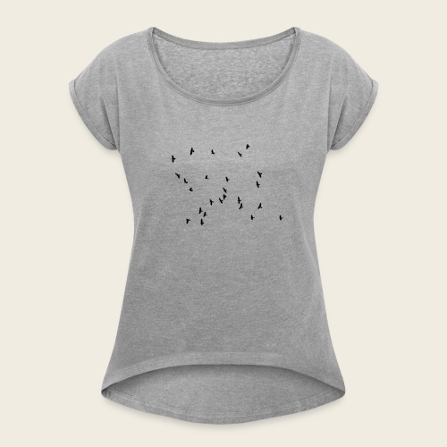 Flying birds - Dame T-shirt med rulleærmer