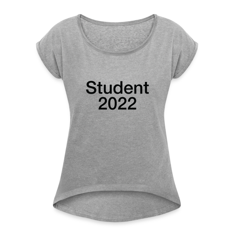Student 2022, sort tryk - Dame T-shirt med rulleærmer