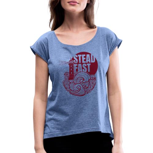 Steadfast red 3396x4000 - Women's T-Shirt with rolled up sleeves