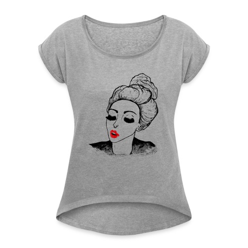 Vintage Retro Girl Kiss message - Women's T-Shirt with rolled up sleeves