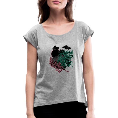 Dragon serpent - Vrouwen T-shirt met opgerolde mouwen