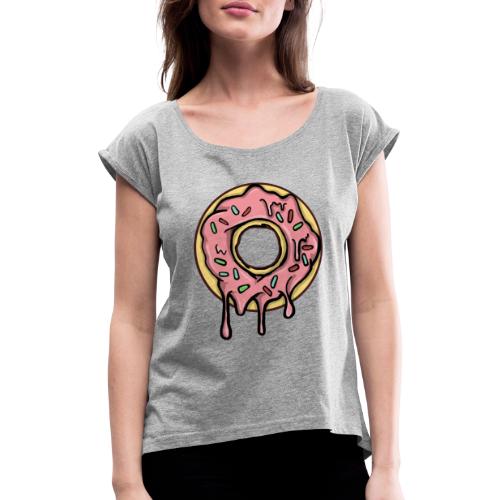 Doughnut - T-shirt med upprullade ärmar dam