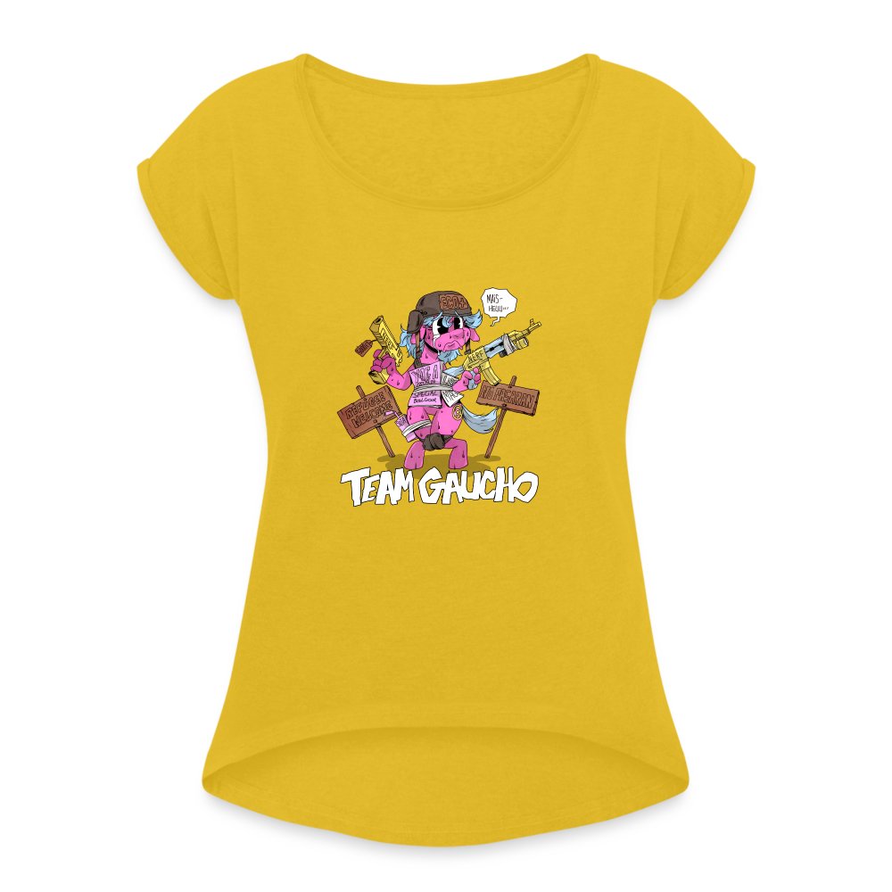 Team gaucho - T-shirt à manches retroussées Femme jaune moutarde