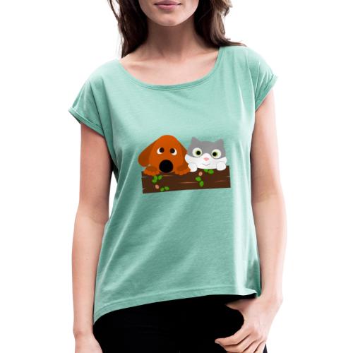 Hund & Katz - Frauen T-Shirt mit gerollten Ärmeln
