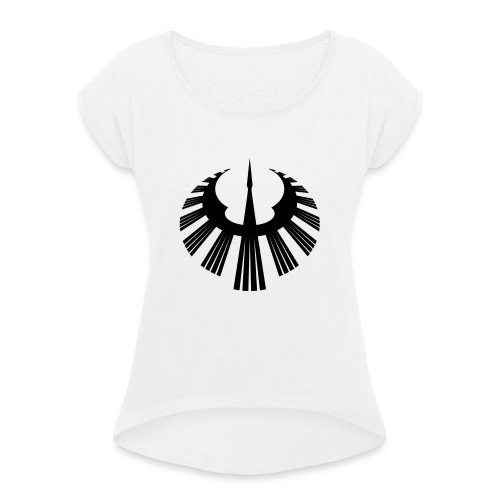 FINRG Swan of Tuonela black - Naisten T-paita, jossa rullatut hihat