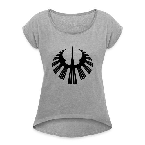FINRG Swan of Tuonela black - Naisten T-paita, jossa rullatut hihat
