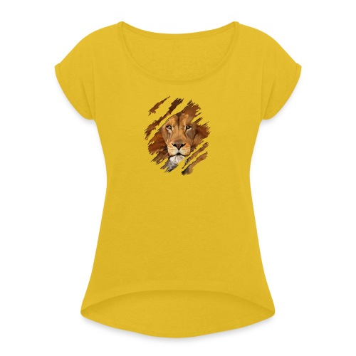 Löwe - Frauen T-Shirt mit gerollten Ärmeln
