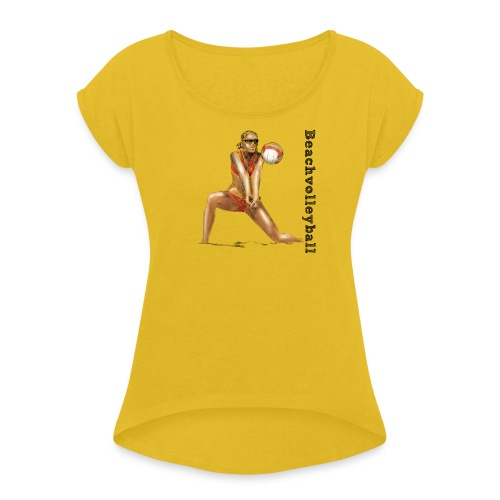 beachvolleyball - Frauen T-Shirt mit gerollten Ärmeln