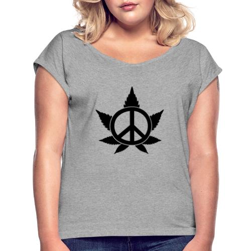 Peace - Frauen T-Shirt mit gerollten Ärmeln