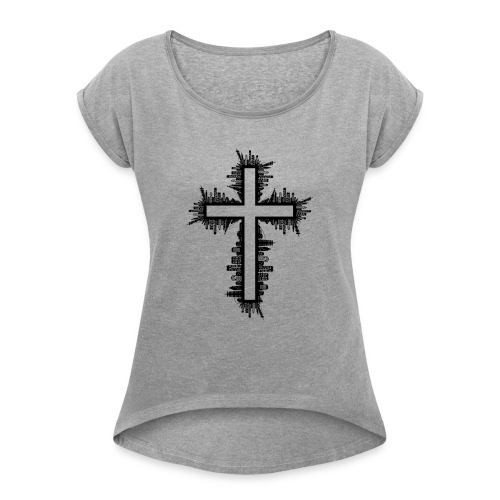 Kreuz - Frauen T-Shirt mit gerollten Ärmeln