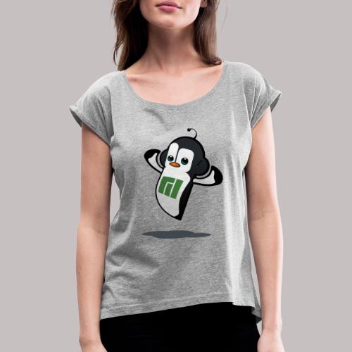 Manjaro Mascot strong left - Women's T-Shirt with rolled up sleeves