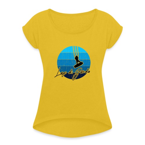 Kitesurfer, Kiten, Kitesurfing am Gardasee/Italien - Frauen T-Shirt mit gerollten Ärmeln