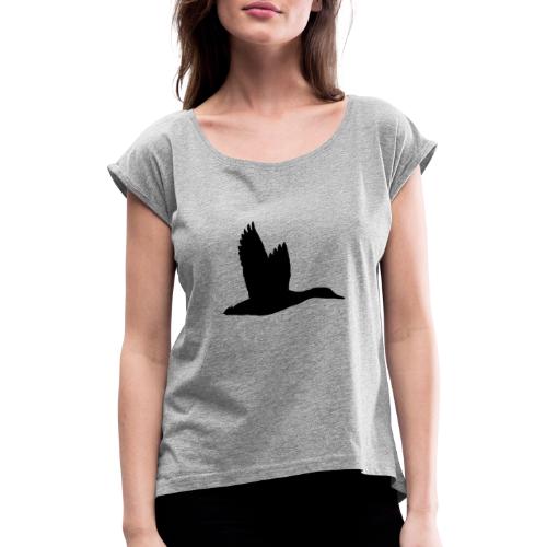 T-shirt canard personnalisé avec votre texte - T-shirt à manches retroussées Femme