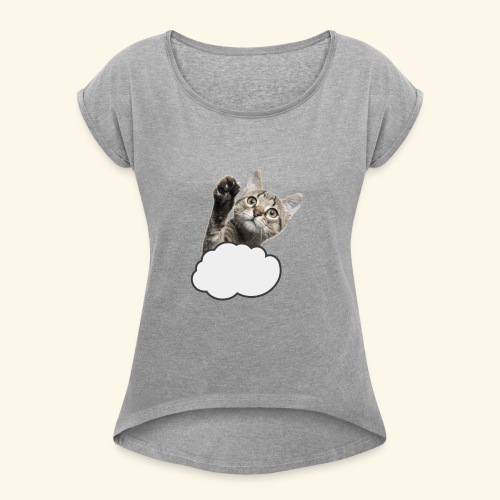 FLYING CAT - Frauen T-Shirt mit gerollten Ärmeln