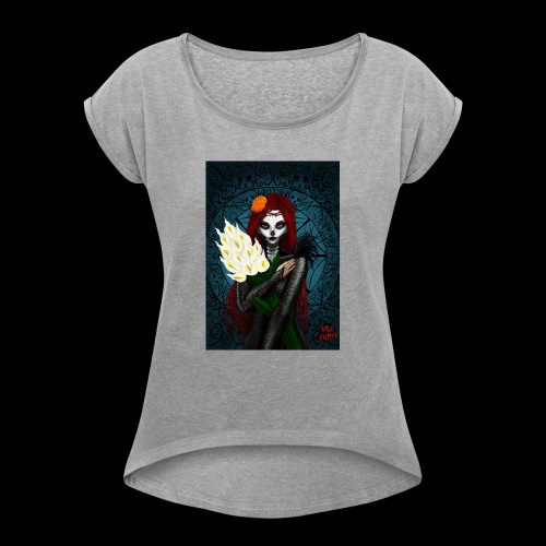 Death and lillies - Women's T-Shirt with rolled up sleeves