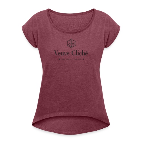 Veuve Cliché - Naisten T-paita, jossa rullatut hihat