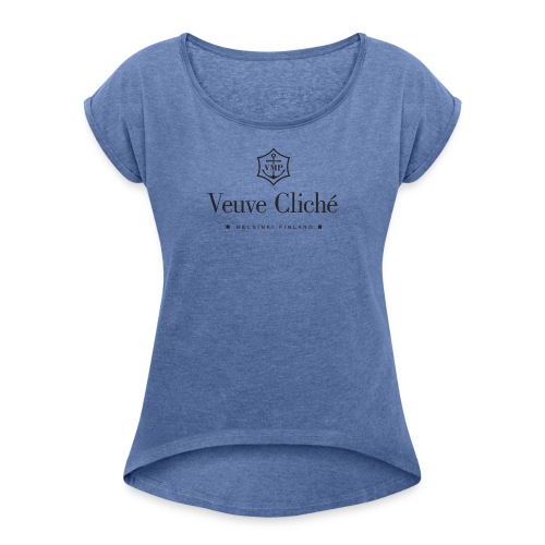 Veuve Cliché - Naisten T-paita, jossa rullatut hihat