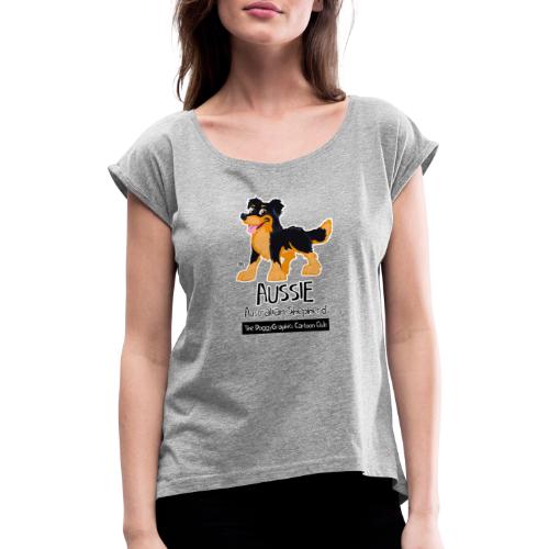 Aussie CartoonClub - Black & Tan - Women's T-Shirt with rolled up sleeves