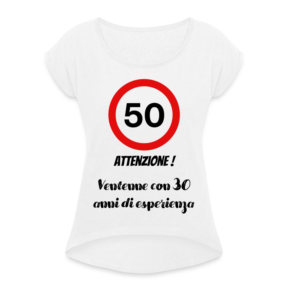 50 anni compleanno donna - Maglietta da donna con risvolti bianco