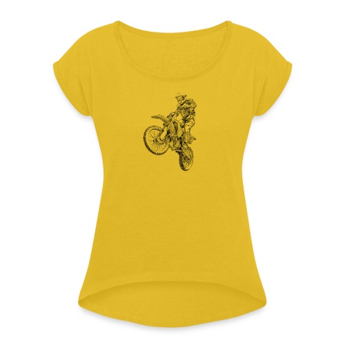 motocross - Frauen T-Shirt mit gerollten Ärmeln