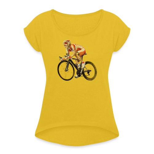 Rennrad - Frauen T-Shirt mit gerollten Ärmeln