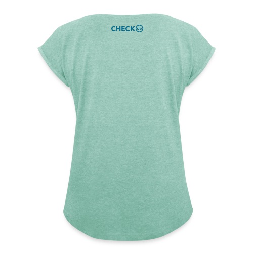 checkde Logo petrol Outline RGB png - Frauen T-Shirt mit gerollten Ärmeln