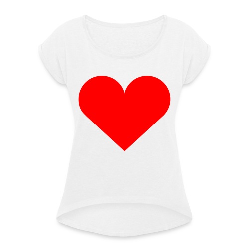 Simple Red Heart - Maglietta da donna con risvolti