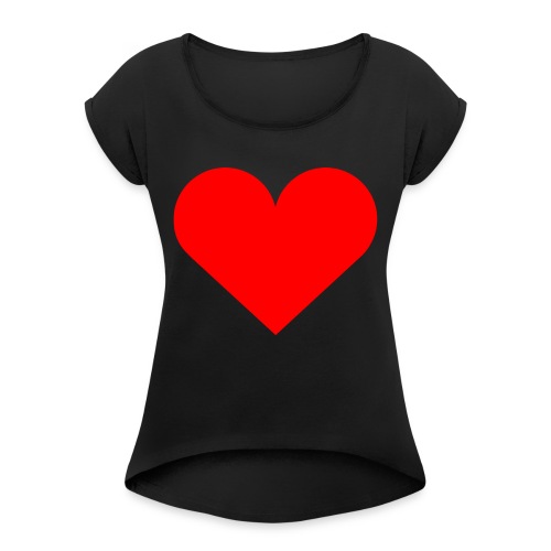 Simple Red Heart - Maglietta da donna con risvolti