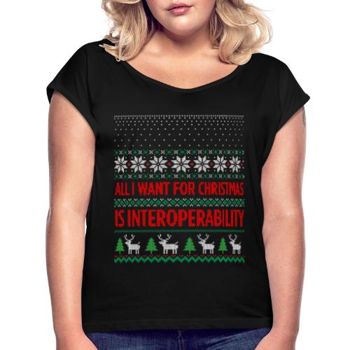 Ugly Christmas Sweater - Koszulka damska z lekko podwiniętymi rękawami