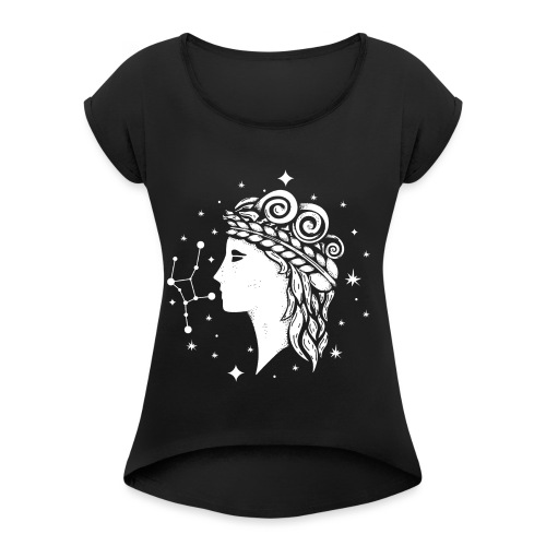 Sternzeichen Behutsame Jungfrau August September - Frauen T-Shirt mit gerollten Ärmeln