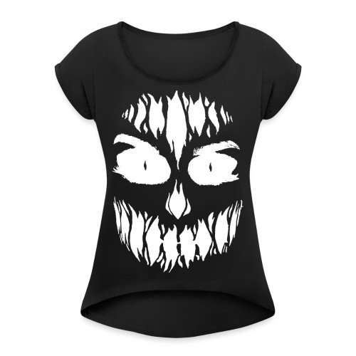 Gruselige Halloween Monster Fratze Geschenk Idee - Frauen T-Shirt mit gerollten Ärmeln