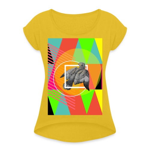 Papagei - Frauen T-Shirt mit gerollten Ärmeln