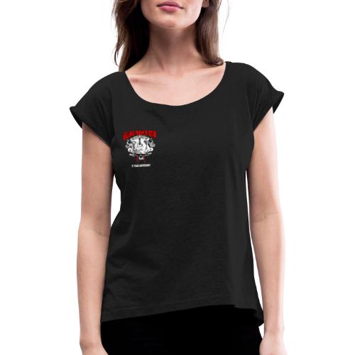 Oktoskull - 10 Years Blind Man's Gun // Double Pri - Frauen T-Shirt mit gerollten Ärmeln