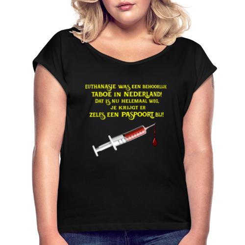 Teksten 01 - Vrouwen T-shirt met opgerolde mouwen