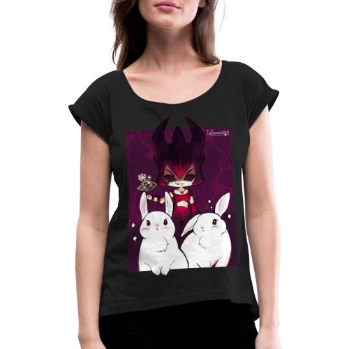 Konijnen Overlord (huidskleur: Melk) - Vrouwen T-shirt met opgerolde mouwen