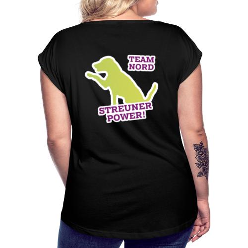 Streunerglück TEAM Shirt Hund grün - Frauen T-Shirt mit gerollten Ärmeln