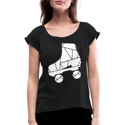Classic rollerskate abstract no toestop (white) - Women's T-Shirt with rolled up sleeves