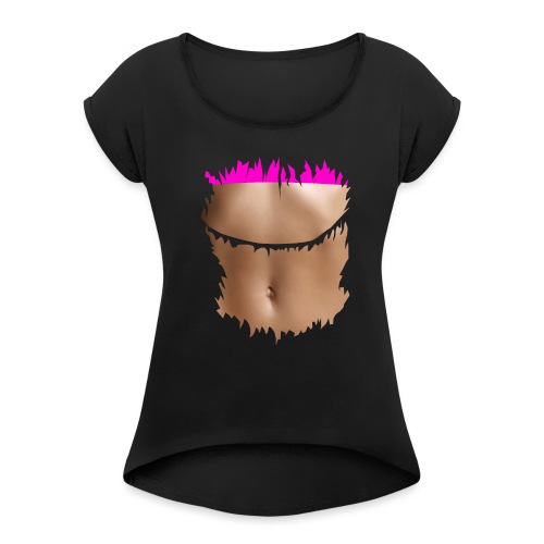 t shirt ventre plat brassiere rose - T-shirt à manches retroussées Femme