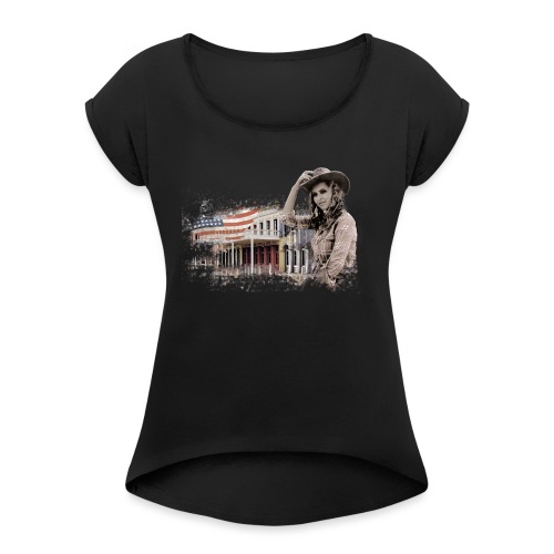 kl_linedance22c - Dame T-shirt med rulleærmer