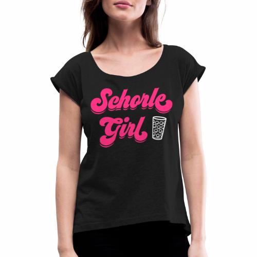 Schorle Girl und Dubb Schoppenglas - Frauen T-Shirt mit gerollten Ärmeln