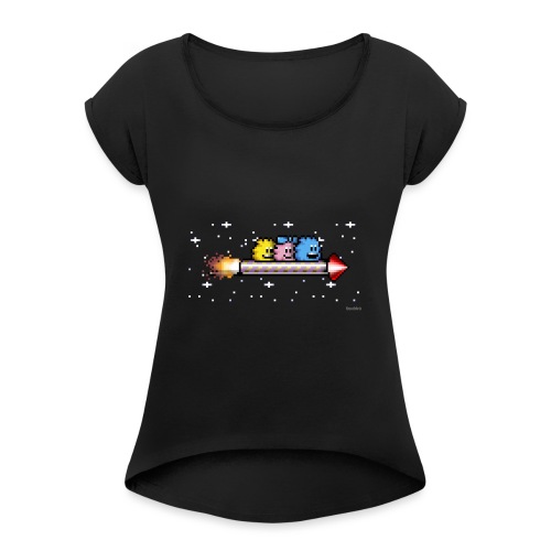 Raketenritt - Frauen T-Shirt mit gerollten Ärmeln