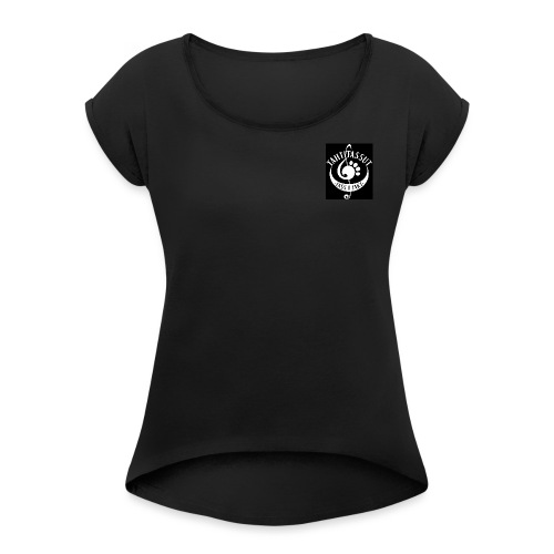 Tahtitassut logo nega 01 - Naisten T-paita, jossa rullatut hihat