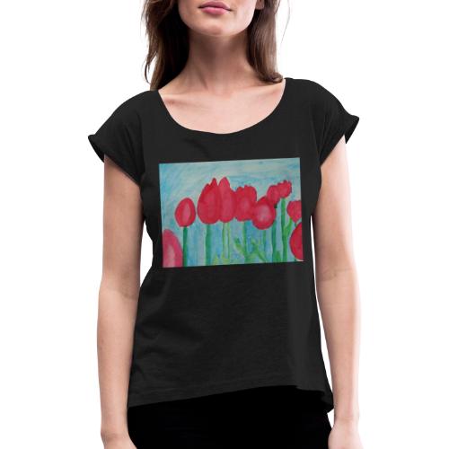 Tulpen - Frauen T-Shirt mit gerollten Ärmeln