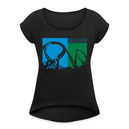 Big Loop Coaster Fan Logo - Frauen T-Shirt mit gerollten Ärmeln