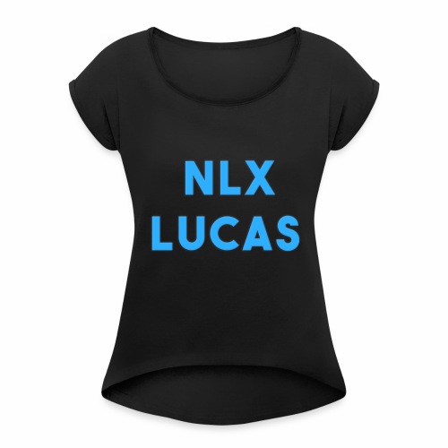 NLxLucas Dubbel-Blauw Design - Vrouwen T-shirt met opgerolde mouwen