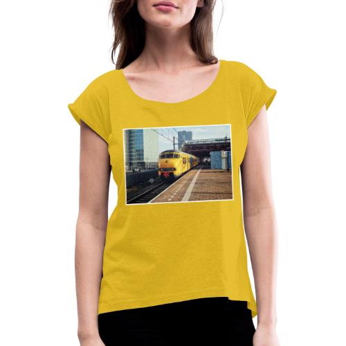 Museumtrein te Almere Centrum - Vrouwen T-shirt met opgerolde mouwen