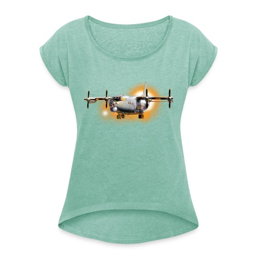 Transport Flugzeug Antonov-12 - Frauen T-Shirt mit gerollten Ärmeln