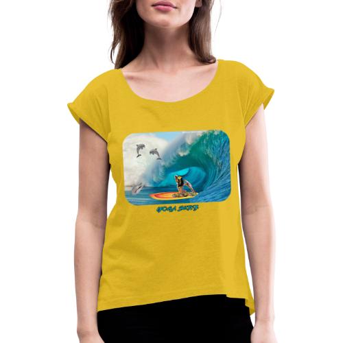 Power yoga surf - T-shirt med upprullade ärmar dam
