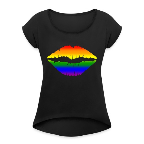 Gay Gesichtsmaske - Frauen T-Shirt mit gerollten Ärmeln