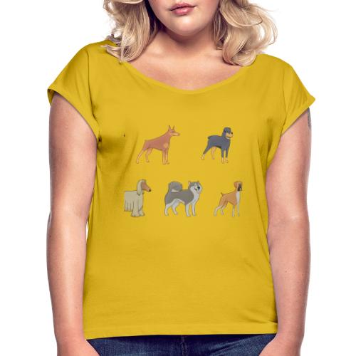 DOGS - Frauen T-Shirt mit gerollten Ärmeln